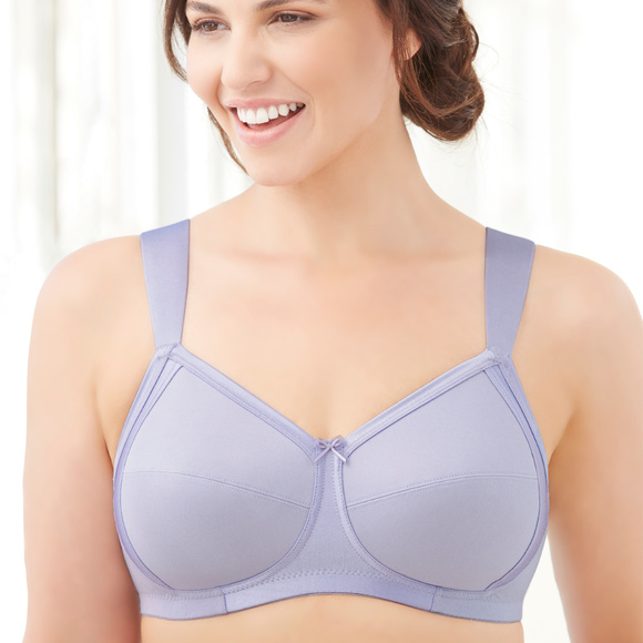 Glamorise 38C Bra ~Seamless-X-WIDE-Straps~ (Side Support Too!) 35% Cotton Purple - Picture 2 of 15